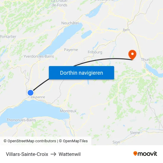 Villars-Sainte-Croix to Wattenwil map