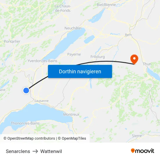 Senarclens to Wattenwil map