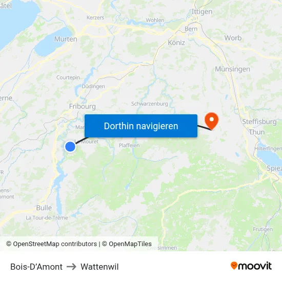 Bois-D’Amont to Wattenwil map