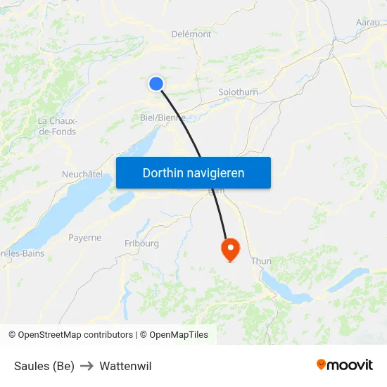 Saules (Be) to Wattenwil map