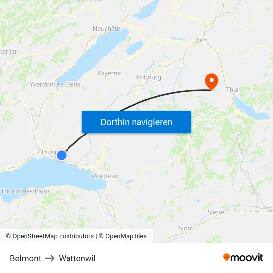 Belmont to Wattenwil map