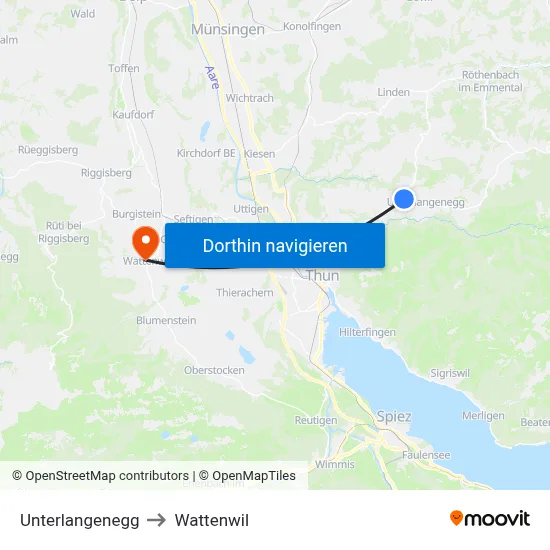 Unterlangenegg to Wattenwil map