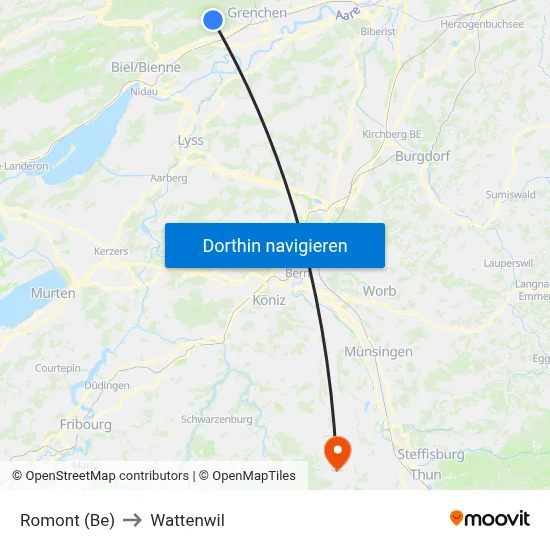Romont (Be) to Wattenwil map