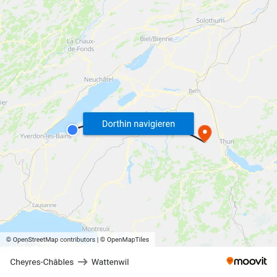 Cheyres-Châbles to Wattenwil map