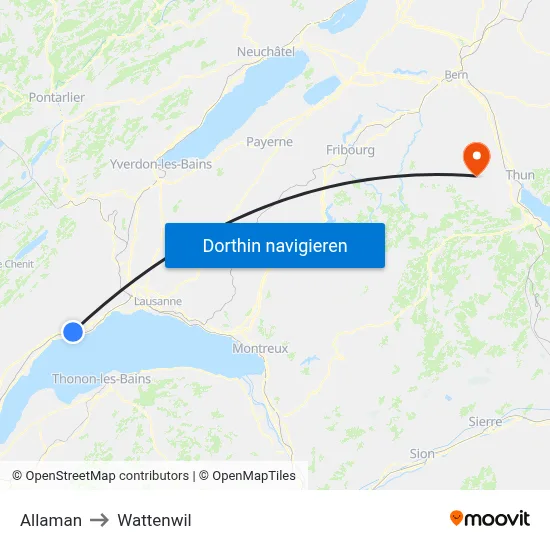 Allaman to Wattenwil map