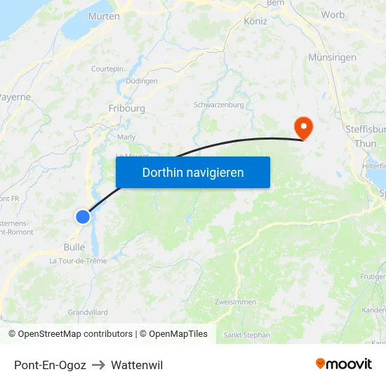 Pont-En-Ogoz to Wattenwil map