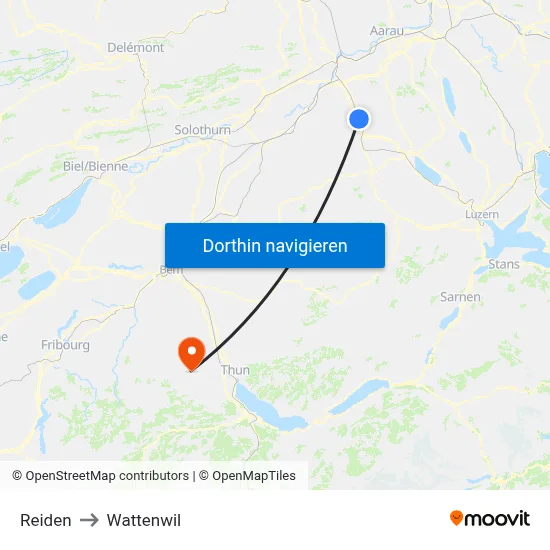 Reiden to Wattenwil map