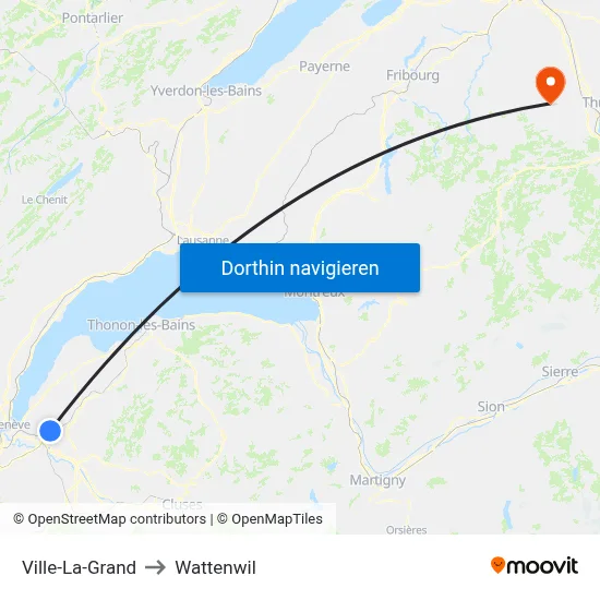 Ville-La-Grand to Wattenwil map