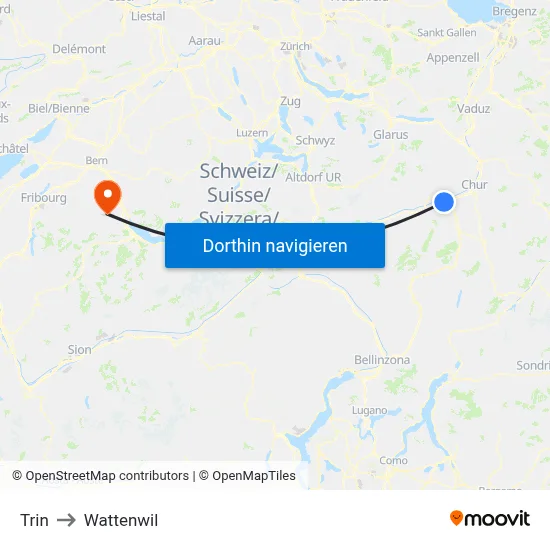Trin to Wattenwil map