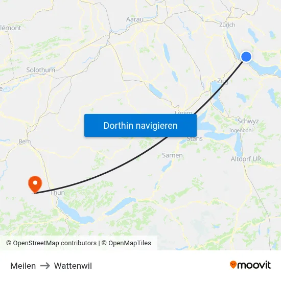 Meilen to Wattenwil map