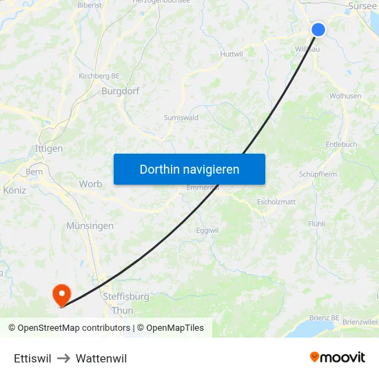 Ettiswil to Wattenwil map