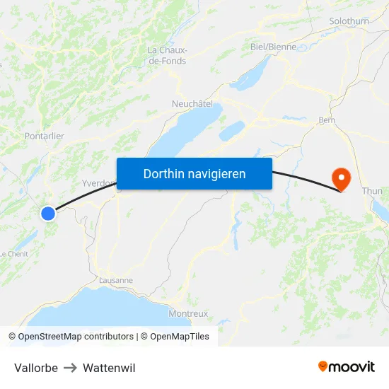 Vallorbe to Wattenwil map