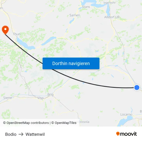 Bodio to Wattenwil map