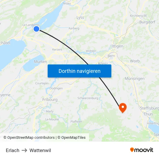 Erlach to Wattenwil map