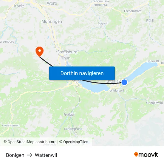 Bönigen to Wattenwil map