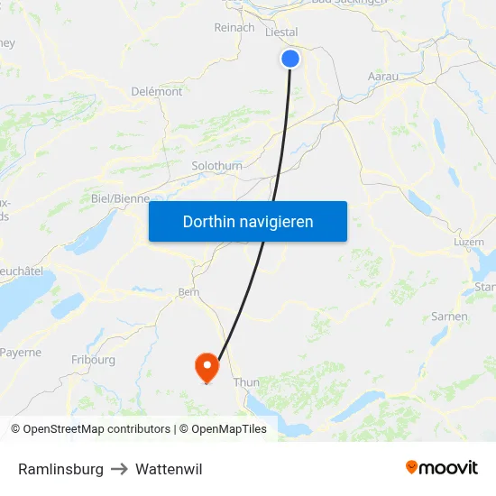 Ramlinsburg to Wattenwil map