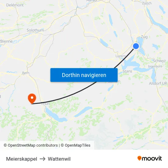 Meierskappel to Wattenwil map