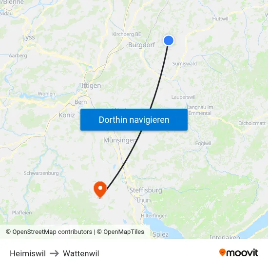Heimiswil to Wattenwil map