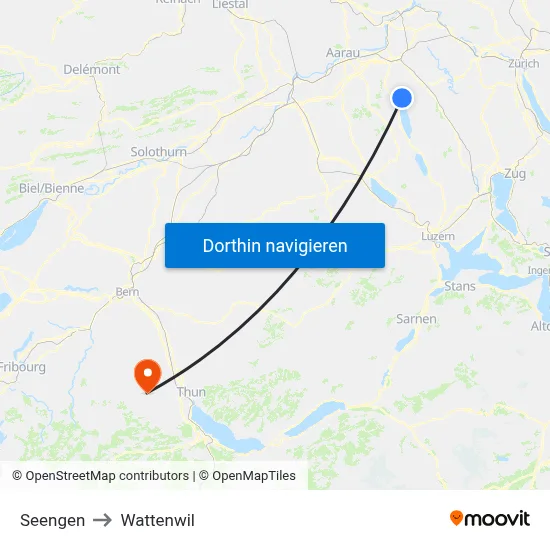 Seengen to Wattenwil map