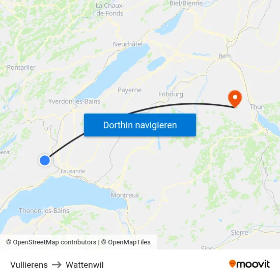 Vullierens to Wattenwil map