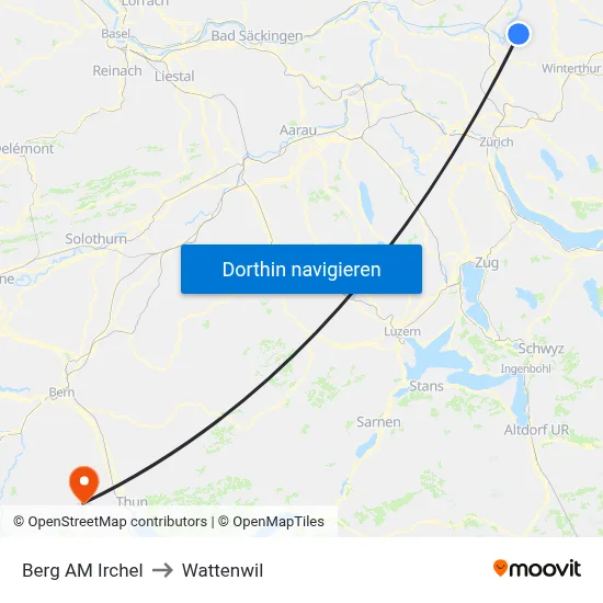 Berg AM Irchel to Wattenwil map