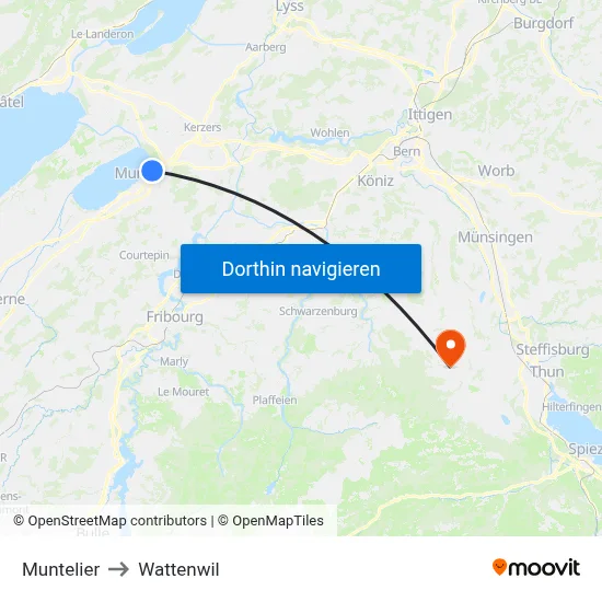 Muntelier to Wattenwil map