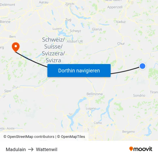 Madulain to Wattenwil map