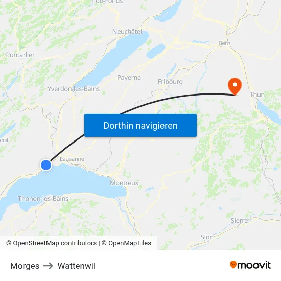 Morges to Wattenwil map