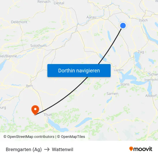 Bremgarten (Ag) to Wattenwil map