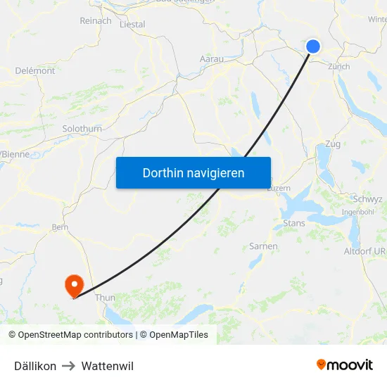 Dällikon to Wattenwil map