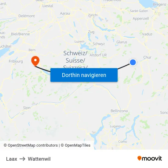 Laax to Wattenwil map