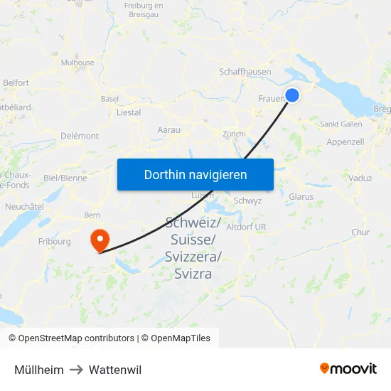 Müllheim to Wattenwil map