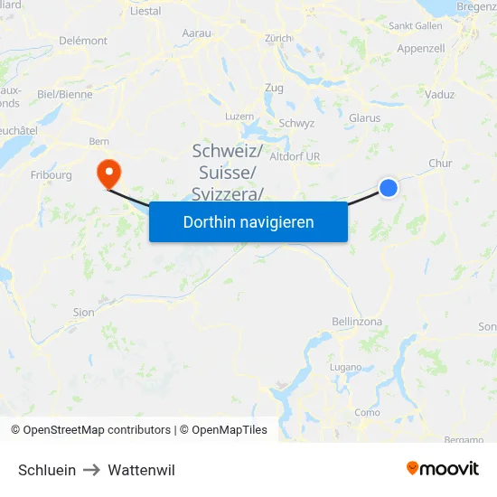 Schluein to Wattenwil map