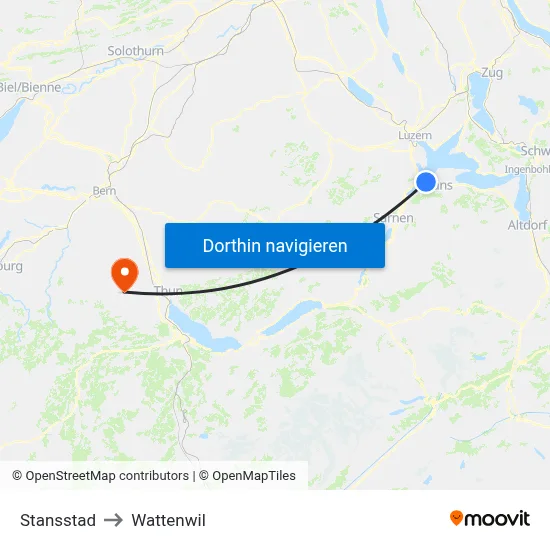 Stansstad to Wattenwil map