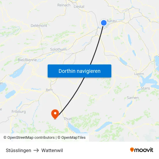 Stüsslingen to Wattenwil map
