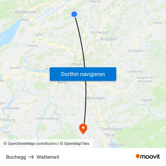 Buchegg to Wattenwil map