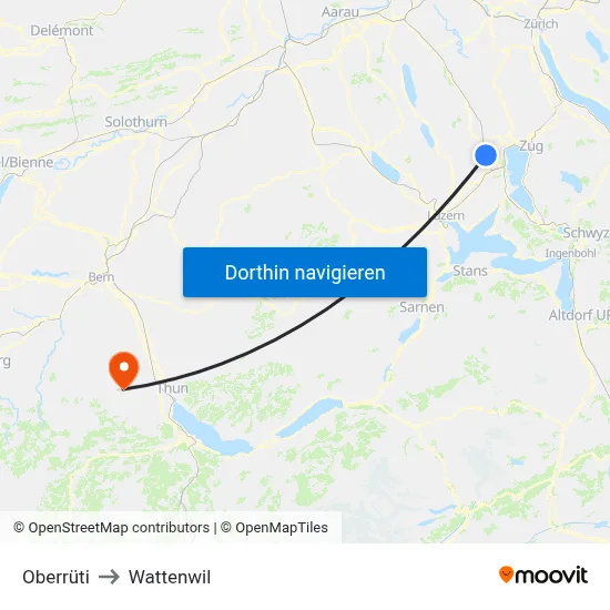 Oberrüti to Wattenwil map