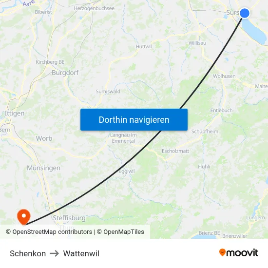 Schenkon to Wattenwil map