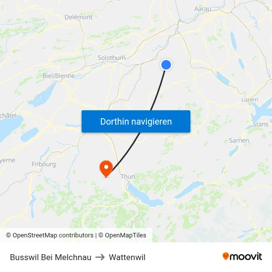 Busswil Bei Melchnau to Wattenwil map