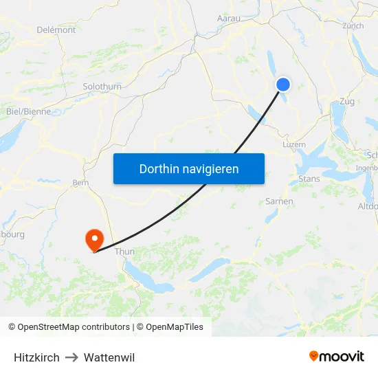 Hitzkirch to Wattenwil map