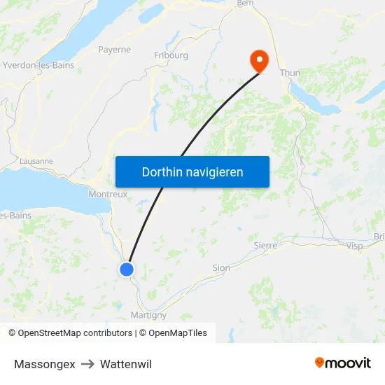 Massongex to Wattenwil map