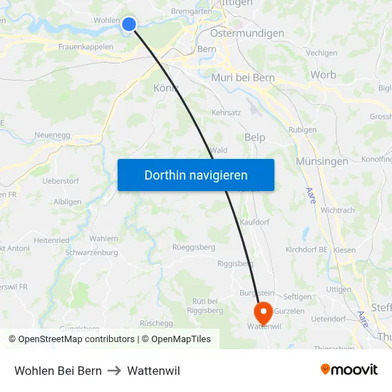 Wohlen Bei Bern to Wattenwil map