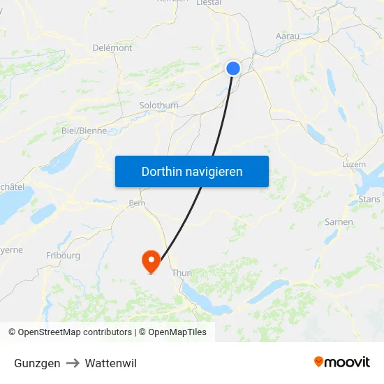 Gunzgen to Wattenwil map