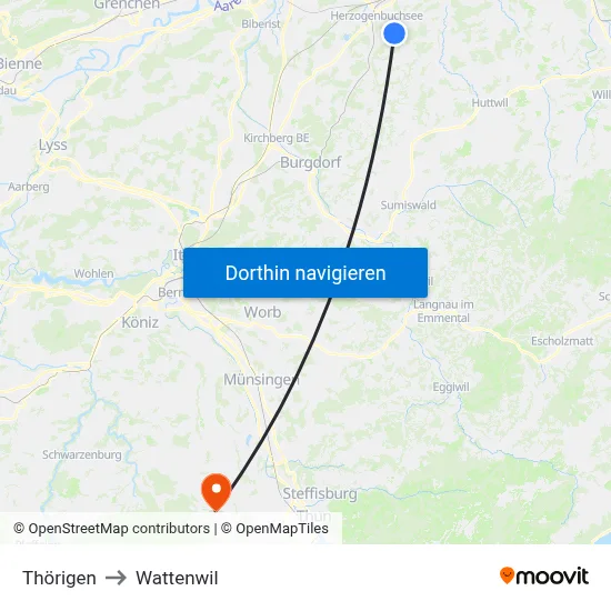 Thörigen to Wattenwil map