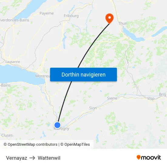 Vernayaz to Wattenwil map