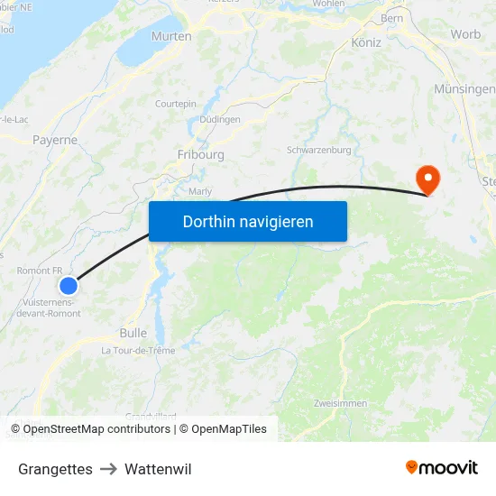 Grangettes to Wattenwil map