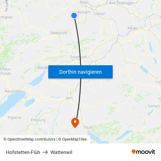 Hofstetten-Flüh to Wattenwil map
