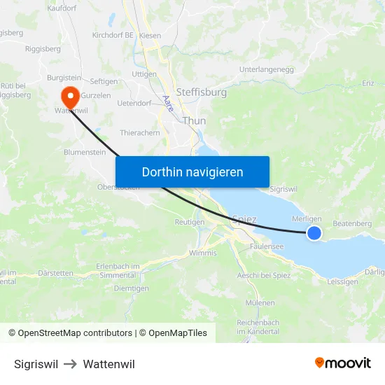Sigriswil to Wattenwil map