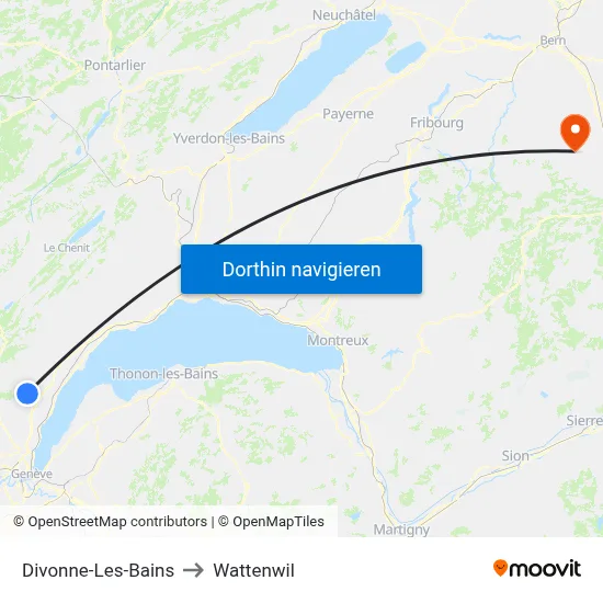 Divonne-Les-Bains to Wattenwil map