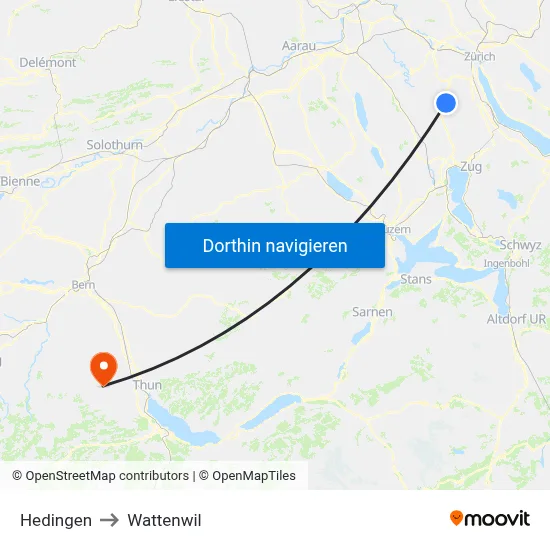 Hedingen to Wattenwil map